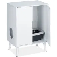 Katzenschrank Katzentoilettenschrank – Stilvolle Katzenmöbel in Weiß - Kratzbäume & Möbel, bietet Platz für die Katzentoilette und sorgt für eine saubere und ansprechende Wohnumgebung.