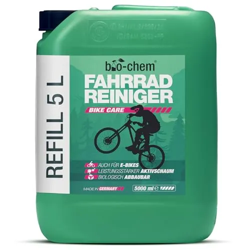 bio-chem Fahrradreiniger 5 Liter - biologisch abbaubarer Aktivschaum - Fahrrad-Pflegemittel mit kraftvollem Aktivschaum, entfernt hartnäckigen Schmutz und schont Materialien wie Carbon und Aluminium.