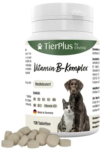 Tierplus Vitamin B Komplex für Hunde & Katzen - Hochdosiert & Made in Germany - Vitamine für Hunde - Hochdosierter B-Komplex zur Vorbeugung von Mangelerscheinungen, hohe Fressakzeptanz und einfache Dosierung für gesunde Tiere.