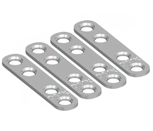 Gedotec Schwerlast Flachverbinder Metall | 4 Stk Möbelverbinder 60 mm | flache Lochplatte zum Verbinden und Verstärken | Verbindungsplatte Metall flach Holzverbinder - universal Platte