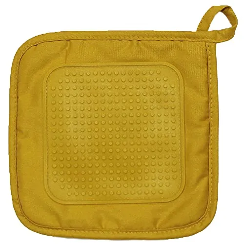 MACOSA UI17904 Topflappen Senfgelb gesteppt 19cm rutschfest hitzebeständig Baumwolle Küchenhelfer Topfhalter Küchenutensil Topflappen Küche Gelb