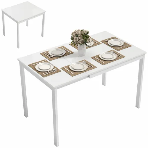 HOMCOM Ausziehbarer Esstisch 80/120 x 70 cm für 4-6 Personen - Platzsparender Esstisch mit erweiterbarem Design – von 80 cm auf 120 cm. Robuste Stahlkonstruktion mit pflegeleichter Melamin-Oberfläche. Ideal für Küche und Esszimmer, perfekt für gesellige Abende.