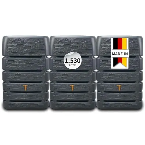4rain Regentonne SLIM STONE DECOR Mauertank-SET 1530 L von 4rain