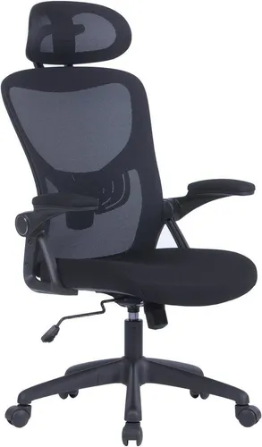 byLIVING Bürostuhl FLEX - Ergonomischer Drehstuhl mit Kopfstütze - Bürostuhl mit atmungsaktivem Netzstoff, höhenverstellbarer Kopfstütze und Wippmechanik für gesundes Sitzen. Ideal für lange Arbeitstage und individuelle Anpassung.