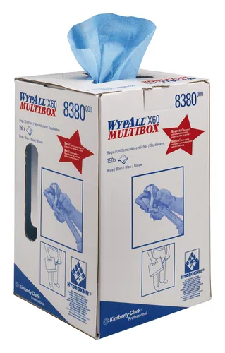 WypAll X60 Wischtücher 24,5 x 42 cm - 150 Blatt hellblau - Praktische Wischtücher für vielseitige Anwendungen, besonders saugfähig und ideal für den professionellen Einsatz in der Reinigung.