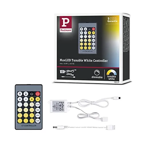 Produktbild Paulmann 70527 Controller MaxLED Tunable White inkl. IR-Remote DC 24V eckig max. 144W dimmbar 50x35mm Weiß Kunststoff
