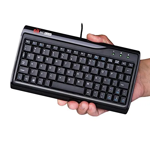 Super Mini Tastatur, MCSaite Kabelgebunde USB Tastatur, 78 Tasten, Schwarz, Kompakt und Platzsparend, US QWERTY Layout für professionellem oder industriellem Gebrauch für Computer Laptop Mac Notebook