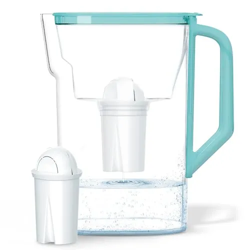 Wessper Wasserfilterkanne 2.7 L Kompatibel mit Brita Classic für Kühlschranktür | Wasser Filtersystem zur Reduzierung von Kalk, Chlor | Wasserfilterkanne + Wasserfilter AQUACLASSIC – Minze