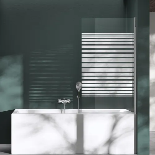 Mai & Mai Badewannenaufsatz Duschwand C201 aus ESG-Glas - Badewannenaufsatz aus 5mm ESG-Sicherheitsglas mit NANO-Beschichtung für einfache Reinigung. Ideal für stilvolle Badezimmer, einfache Montage inklusive.