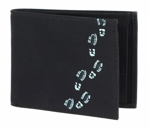 oxmox New Cryptan Pocketbörse Footsteps - Kompakte Geldbörse aus strapazierfähigem, wasserabweisendem Material. Mit 3 Kreditkartenfächern, Münzfach und trendigem Footsteps Design - ideal für den täglichen Gebrauch.