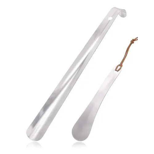 Schuhlöffel Metall,2-Pack Schuhanzieher 42&18cm,Schuhanzieher Lang Edelstahl Ideal für Reisen - Mann, Frauen, Kinder, Senioren