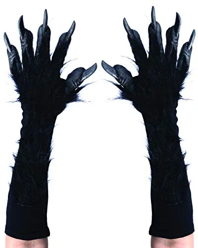 Zagone Studios Schaurige Schwarze Werwolf Hände - Horror Handschuhe - Kostüm Zubehör Verkleidung für Karneval, Halloween & Motto-Party