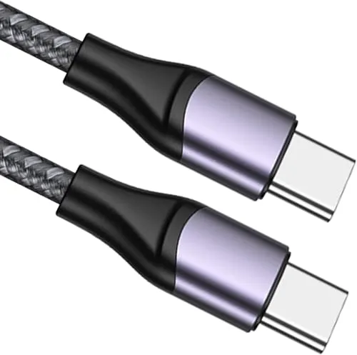 elzle USB C Kabel,2m Schnellladekabel USB C auf USBC,65W,Nylon,Grau