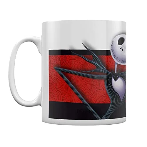 Nightmare Before Christmas Tasse, Untersetzer und Schlüsselanhänger in Geschenkbox (Jack und Sally Design) 325ml Keramik Tasse - Offizielles Lizenzprodukt
