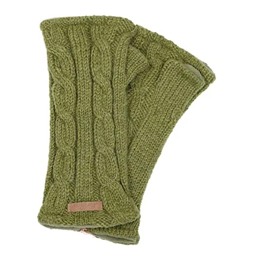 McRon Damen Gestrickte Pulswärmer Emily Hellgrün 44