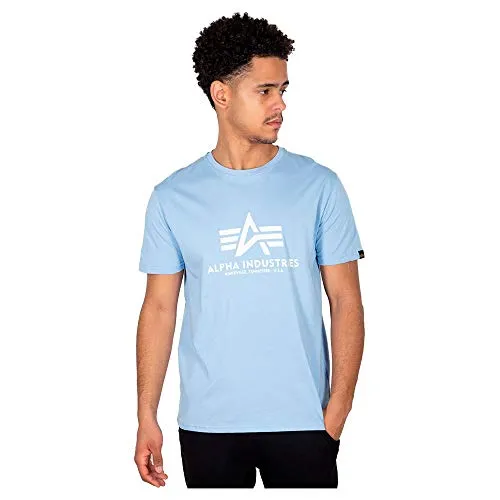 Alpha Industries Herren Basic T-Shirt XXL - Light Blue - T-Shirt für Herren im Regular Fit mit cleanem Design und großem Brustlogo, bietet ein angenehmes Tragegefühl und ist perfekt für den Alltag.