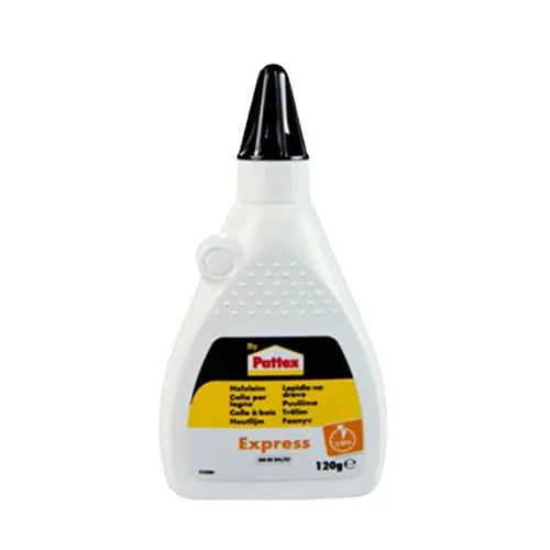 Henkel By Pattex Express Holzleim, transparent und schnell trocknender Holzkleber für vielseitige Verleimungs- & Bastelarbeiten, wasserfester Leim in praktischer Flasche, 1x120g