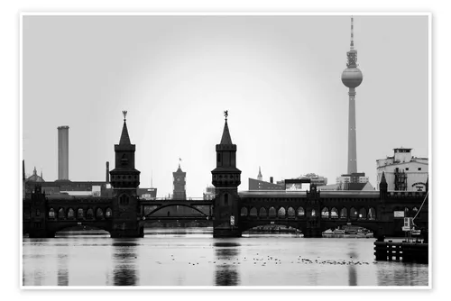 Posterlounge Wandbild Berlin Oberbaumbrücke Skyline, Filtergrafia, erhältlich als Poster, Leinwandbild, Wandsticker oder Acrylglasbild