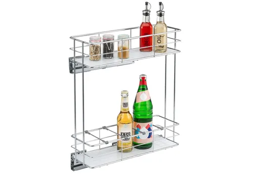 bremermann Teleskop-Schrankauszug - Organizer zum Herausziehen für Zuhause, ideal für Flaschen und Gewürze mit Soft-Close System für sanftes Schließen und viel Stauraum auf 2 Etagen.