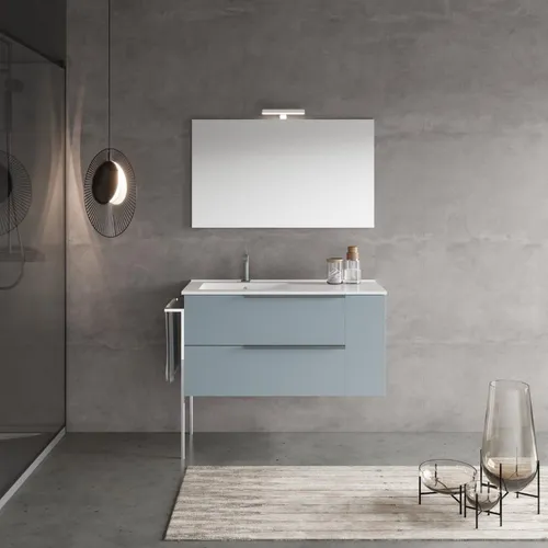 New York Keramik-Waschbecken Set mit Unterschrank und Spiegel