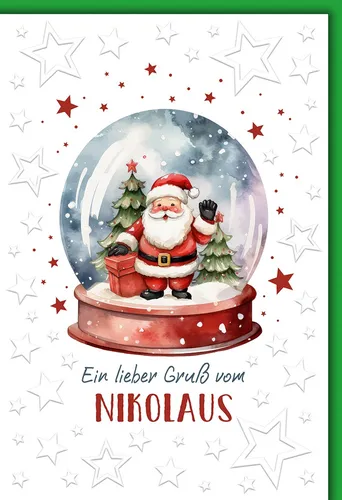 Nikolaus Schneekugel Gruß vom Nikolaus Glückwunschkarte mit Umschlag