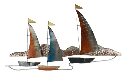 Wanddeko Schiff Metall Segelboot - Wandtattoos & Wandbilder, handgefertigte und wetterfeste Deko für drinnen und draußen, ideal für maritime Akzente in Ihrem Zuhause.