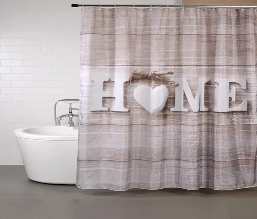 Sanilo Duschvorhang Home 180 x 200 cm - Duschvorhang in braun, 100% wasserdicht mit Anti-Schimmel-Effekt, inklusive 12 Vorhangringen – ideal für ein stilvolles und hygienisches Badezimmer.