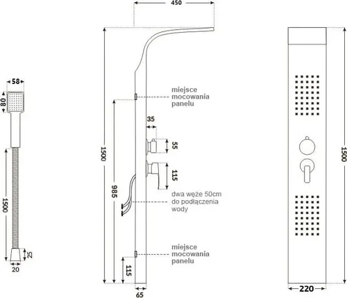 Duschpaneel Edelstahl Regendusche mit Hydromassage