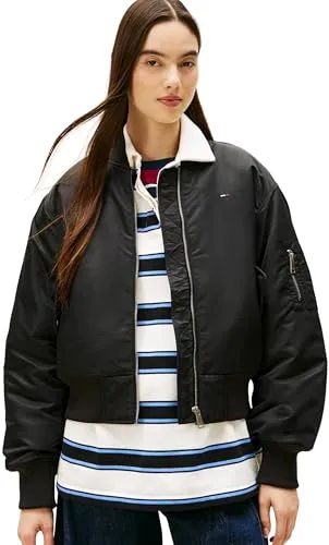 Tommy Jeans Damen Tjw Essential Bomber Jacket Dw0dw22046 - Stylische Bomberjacke in Schwarz, ideal für den Alltag. Authentisches Tommy Jeans Design, das nachhaltig produziert wurde.