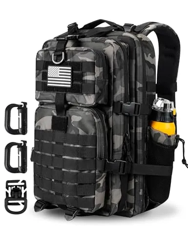Hannibal Tactical Militär Taktischer Rucksack Cooper Rucksack Armee Assault Pack 3 Tage Bug Out Go Bag Trekking Wanderrucksack (45L,Dark Camo)