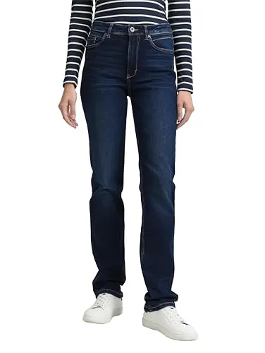 TOM TAILOR 5-Pocket-Hose - High Waist Jeans - Jeans im Five-Pocket-Style mit Stretch-Anteil für optimalen Tragekomfort. TTELVA Straight Fit sorgt für eine hohe Bundhöhe und gerades Bein, ideal für jeden Anlass.