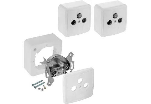 Poppstar Antennensteckdose Antennendose für SAT, TV und Kabel Anschluss (digital/analog), 3x SAT Dose (3-Loch), Enddose Aufputz-/Unterputz-geeignet