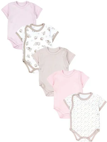 TupTam Kurzarmwickelbody 5er Set für Mädchen - Bequemes 5er Set aus 100% Baumwolle in sanften Farben, ideal für jeden Tag. Perfekt für die zarte Babyhaut und einfach anzuziehen.