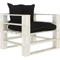 vidaXL Garten-Palettensofa mit Kissen in Schwarz - Gartensofa aus witterungsbeständigem Kiefernholz, ideal für drinnen und draußen. Mit weichen, dick gepolsterten Kissen für höchsten Komfort und rustikalen Charme.