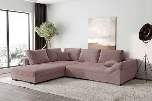99rooms Terra Ecksofa Cordstoff POSO Pastellrosa Links in pink von 99rooms