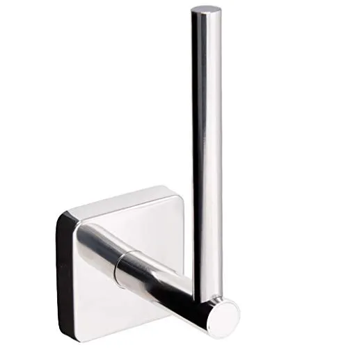Kapitan Quattro Vertikal WC Ersatzrollenhalter Selbstklebend V2A 18/10 Edelstahl Quadratischer Stil Toilettenpapierhalter Wandmontage, Poliert, Made in der EU, 20 Jahre Garanti