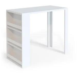 Vicco Bartisch Weiß, 57 x 117 cm - Moderner Bartisch für Küche oder Esszimmer mit Regal – ideal für das perfekte Menü und als stilvoller Hingucker. Viel Platz für alles, was Sie brauchen!