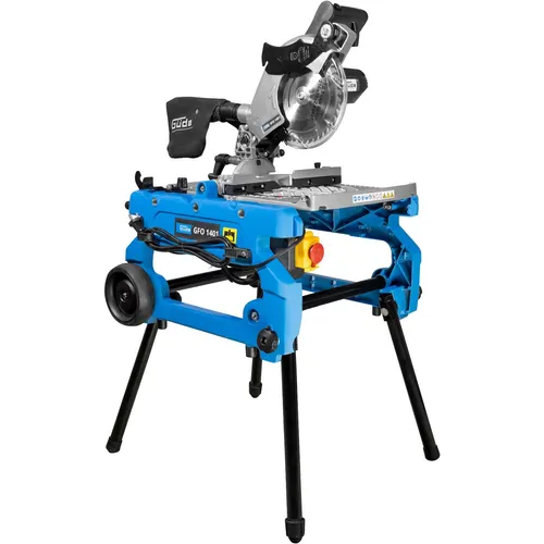 Güde 55174 GFO 1401 Tisch Kapp Gehrungssäge - Mobiler Tisch-Kapp-Gehrungssägen für vielseitige Anwendungen, 1400W Leistung und 216mm Hartmetallsägeblatt, ideal für präzise Schnitte und einfache Transportmöglichkeiten.
