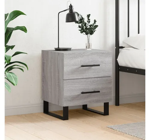 furnicato Nachttisch Modern Grau Sonoma 40 x 35 x 47,5 cm