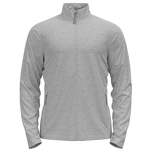 Odlo The Berra Mid Layer Zip - Herrenjacke in Grey Melange (3XL) - Funktionsunterwäsche für Herren, ideal zum Wandern und Skifahren. Wärmendes Stretch-Fleece mit recyceltem Material für optimale Bewegungsfreiheit und Komfort.