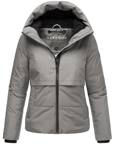 Navahoo Damen Winterjacke Liebesküken XIV Grey Gr. S - Moderne Steppjacke mit Fleece-Innenfutter, ideal für kalte Tage. Taillierter Schnitt für eine feminine Silhouette und wasserabweisendes Material für optimalen Schutz.