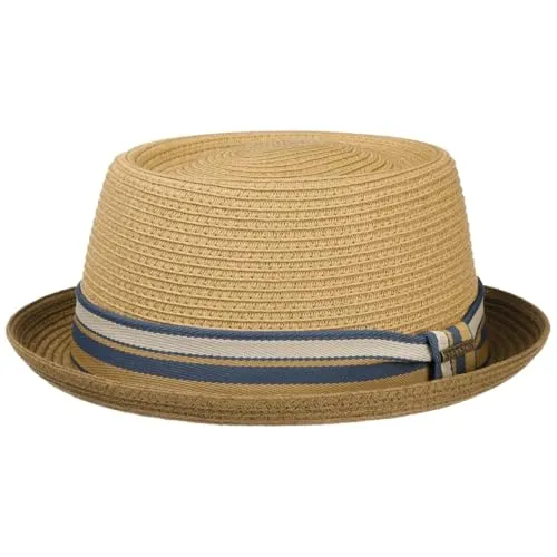 Stetson Licano Toyo Pork Pie Strohhut für Herren - Leichter Sommerhut aus 100% Papierstroh mit UV-Schutzfaktor 40. Ideal für stilvolle Outdoor-Aktivitäten und angenehmen Tragekomfort bei jedem Wetter.