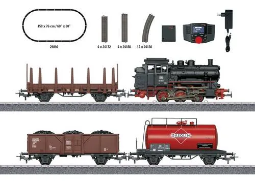Märklin 29890 H0 Digital-Startpackung Güterzug BR 89.0 - Startpackung mit digitaler Tenderlokomotive BR 89.0 und mehreren Waggons, ideal für Einsteiger in die Modelleisenbahnwelt. Mit mfx-Decoder und hochwertigem Design.