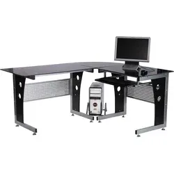 Homcom Computertisch, Schwarz, 139x75x164 cm in schwarz von HOMCOM