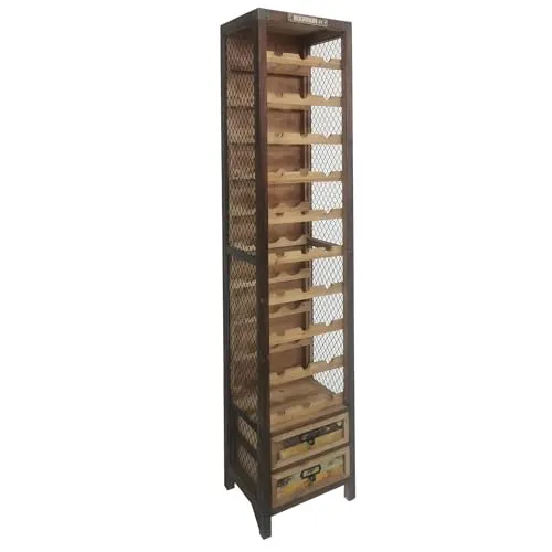 riess-ambiente Weinregal BODEGA 190cm – Stilvolles Pinienholzregal für 30 Flaschen - Das rustikale Weinregal BODEGA aus naturbelassenem Pinienholz bietet Platz für 30 Flaschen und ist ideal für Esszimmer oder Barbereiche. Mit 2 Schubladen für Zubehör und stabiler Umkippsicherung – perfekt für Weinliebhaber.