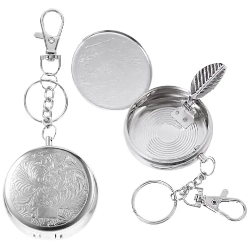 Stück Taschenaschenbecher, Mini Edelstahl Fahrzeug Zigaretten Aschenbecher mit Schlüsselanhänger, Mobiler Aschenbecher für Unterwegs, Outdoor & Reisen | Ultra-Kompakt, Leicht & Geruchssicher 2