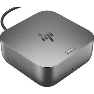 HP Inc. Thunderbolt 4 G6 Dock 100W - USB-Dockingstation mit 100W Leistung, bietet vielseitige Anschlussmöglichkeiten wie HDMI und Thunderbolt 4, ideal für effizientes Arbeiten im Home Office.