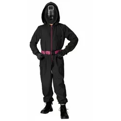 Maskworld Kostüm Squid Game Offizier für Kinder in schwarz von MASKWORLD