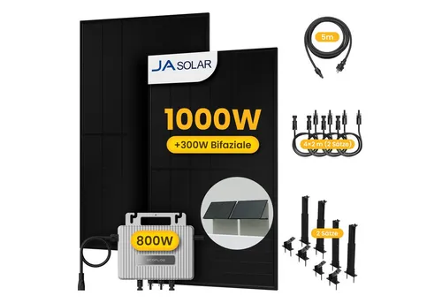 Powerness Balkonkraftwerk 1000W mit JA Solar Bifacial Modulen - Komplettes Balkonkraftwerk für Flachdach-Installation, inklusive hocheffizienter bifazialer Solarmodule für bis zu 30% höhere Energieausbeute.