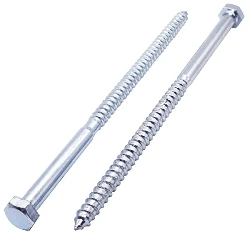 SKIR'CO (8 Stück) DIN 571 verzinkter Stahl Sechskantkopf Holzschrauben M12 x 300 mm, Schrauben, Sechskantschraube, Schlüsselschrauben